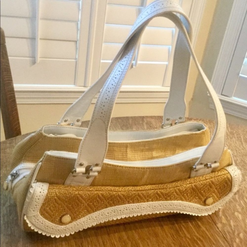 COLE HAAN LEATHER STRAW “MEGAN” BAG❤️